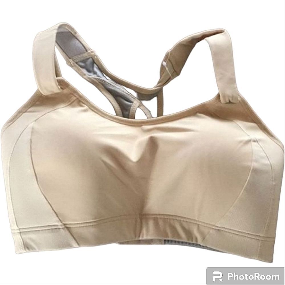Syrokan Tan Pale Yellow Wide Strap High Impact Sports Bra 38D